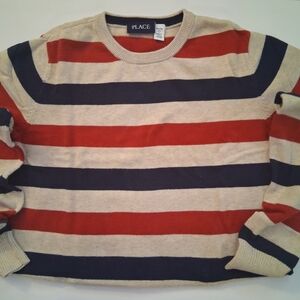 Place Men's Crewneck Sweater - Red, Navy, Cream Stripes